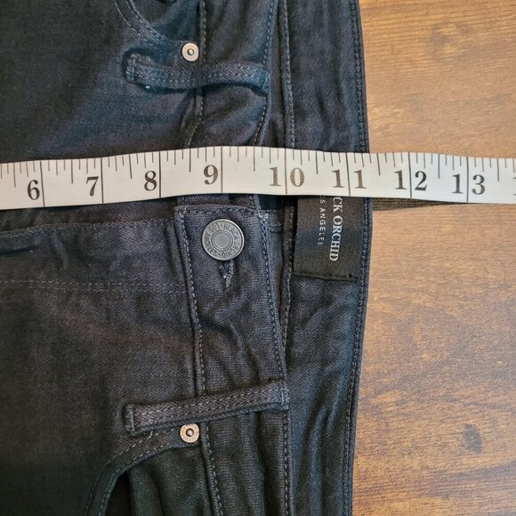 Black Orchard Jeans Womens 28 Jude Mid Rise Skinny Dark Green Comfort Stretch - Picture 9 of 11